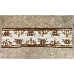 Vintage Scandinavian Folk Art Table Runner Dala Horse Rosemaling Swedish Linen